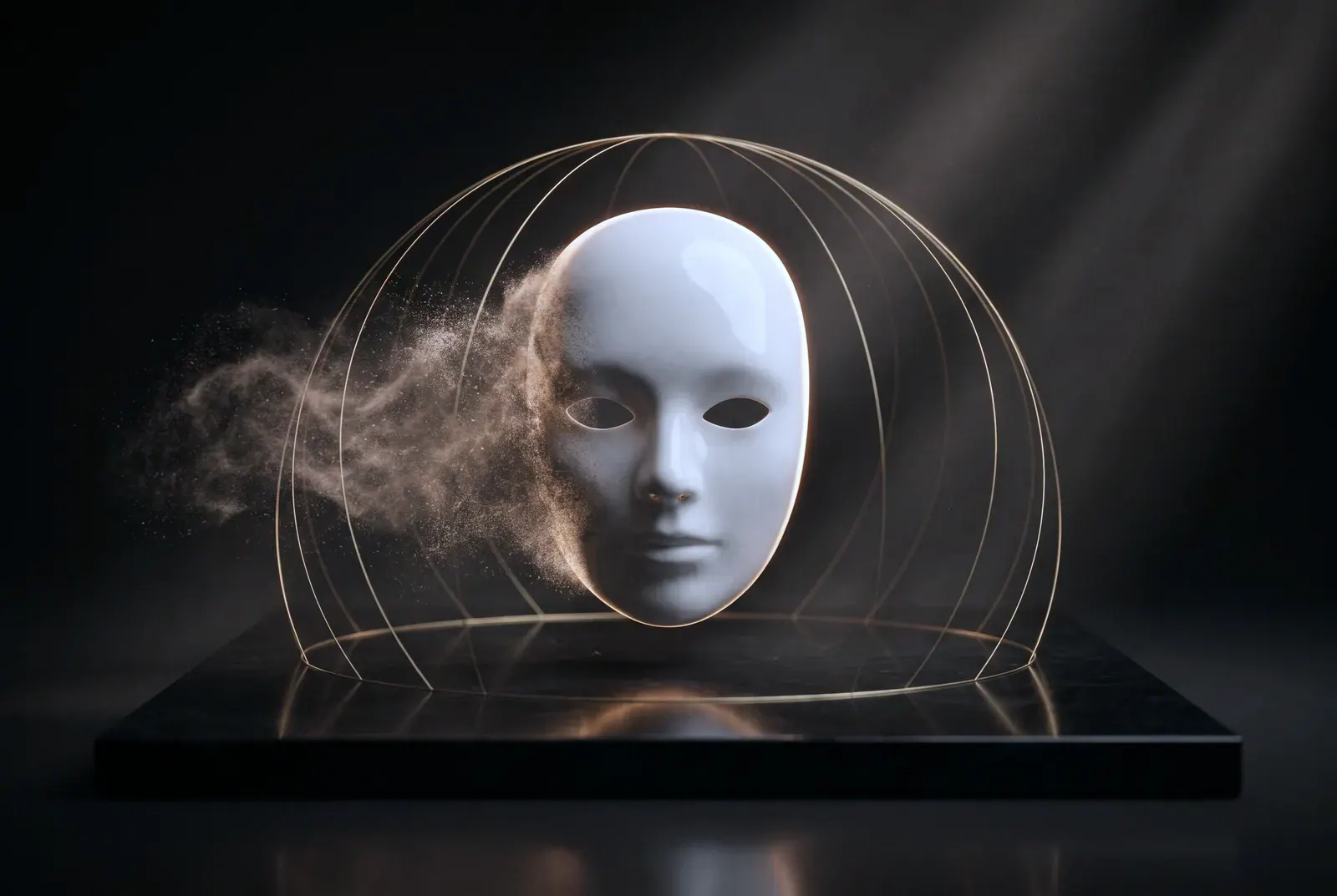 Kinga — privacy mask concept under a protective dome of light
