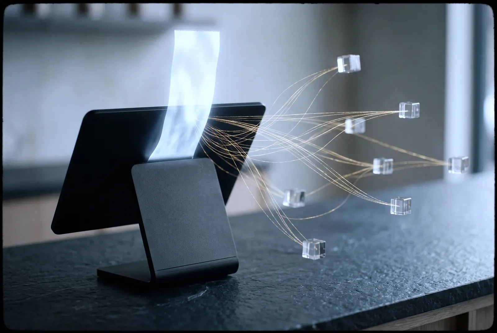 SaifyPOS — point-of-sale terminal with holographic receipt